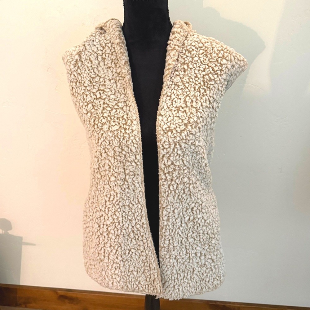 Cream Sherpa Fleece Hooded Vest Size S